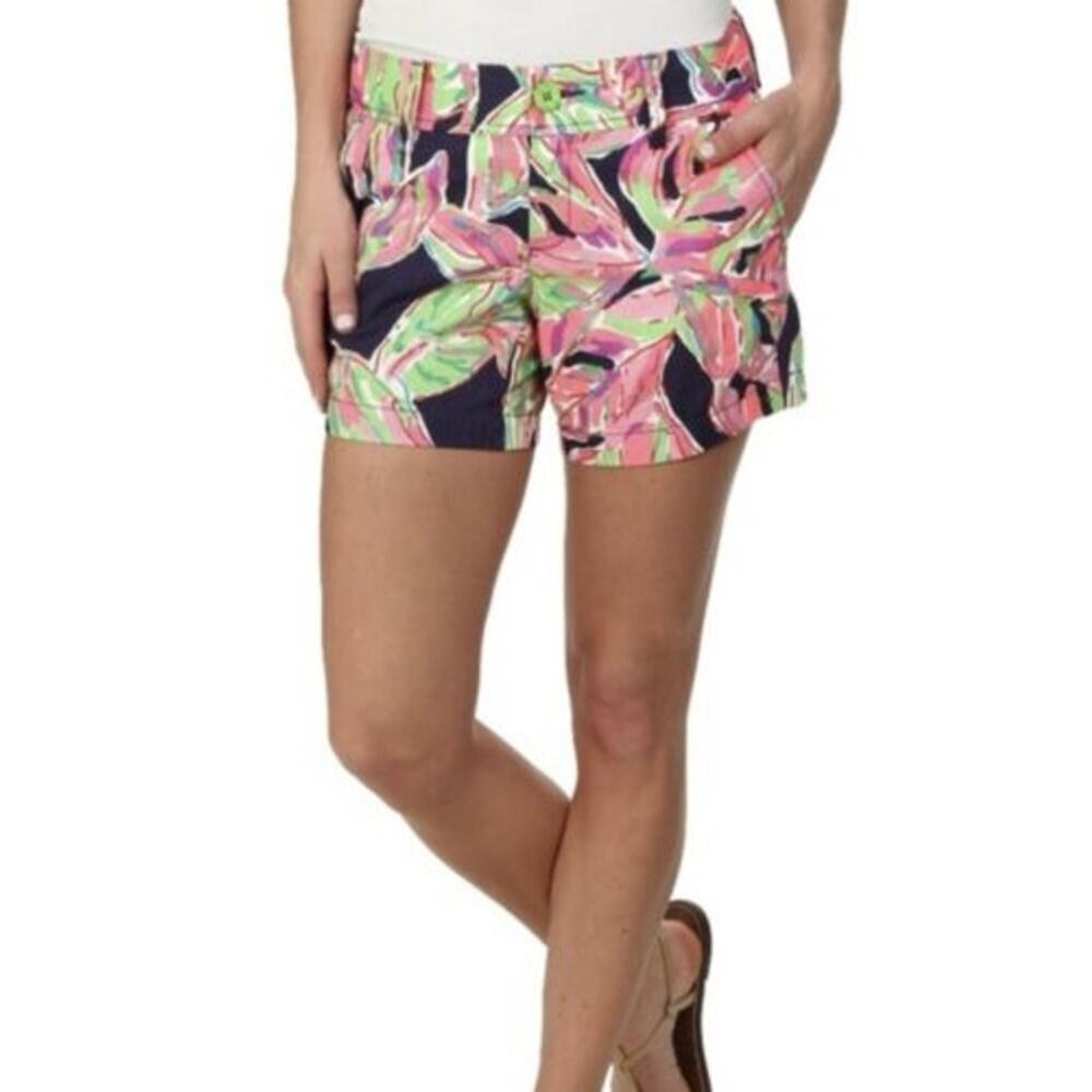 Lilly Pulitzer The Callahan Shorts 00 XXS Vias Leaf Tropical Pattern